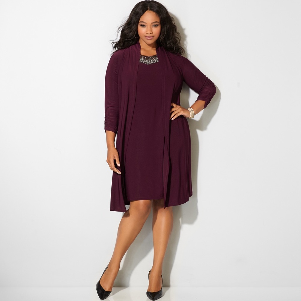 NO JACKET — Beaded sheath dress in Merlot 🍷